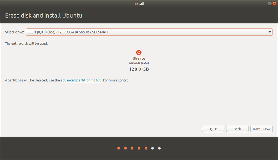 choose Linux installation drive