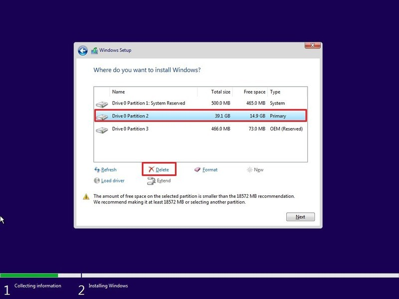 choose your installation drive