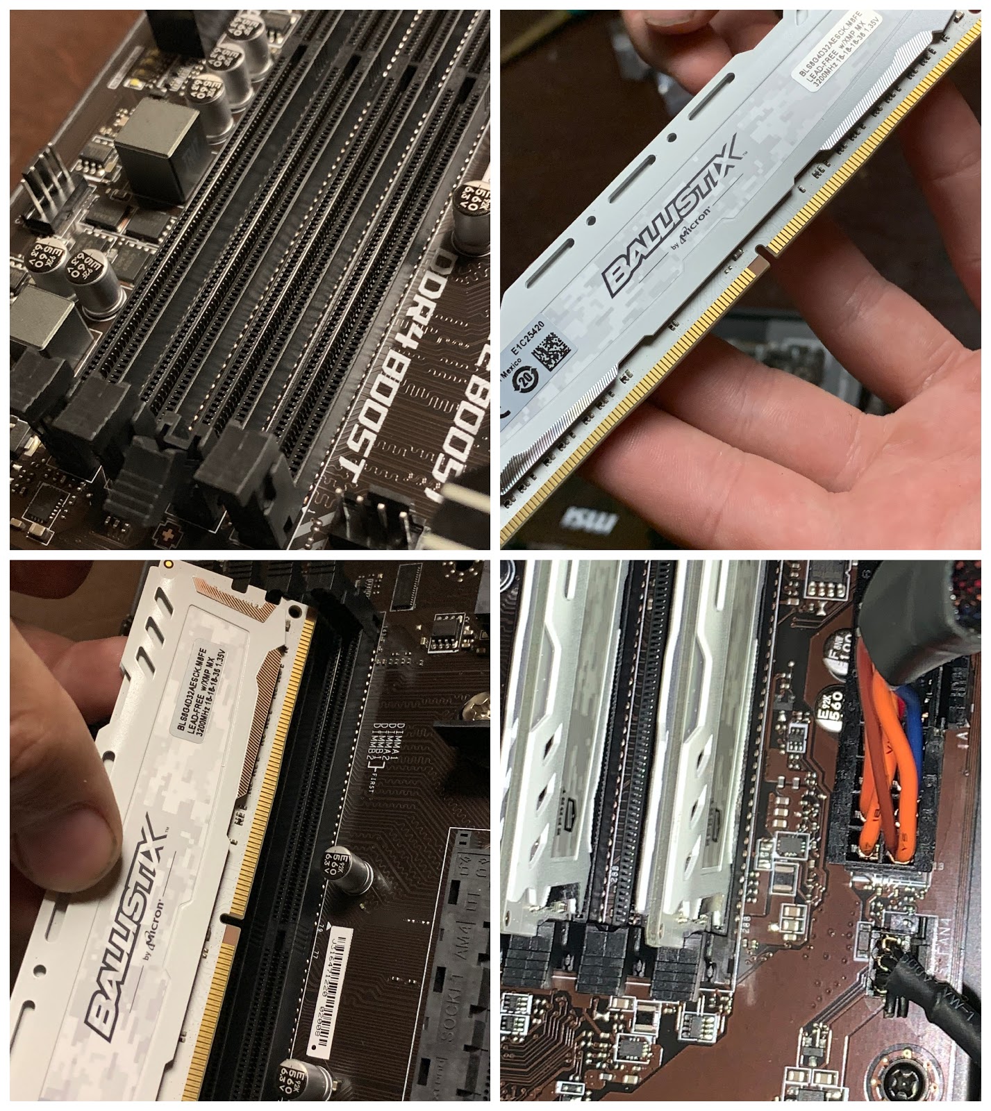 installing the ram in the motherboard