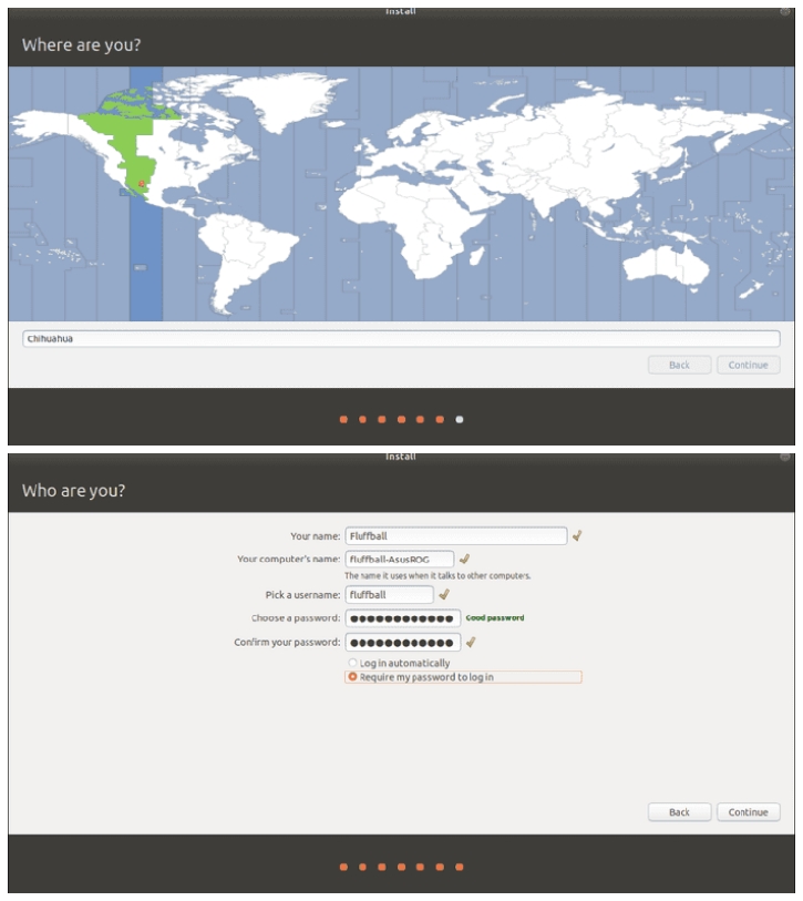 location and password