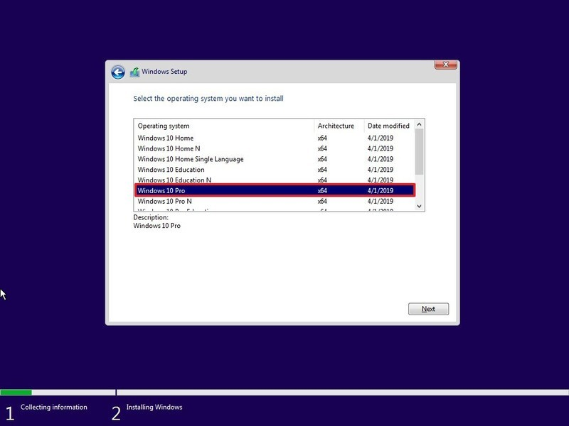 select Windows version