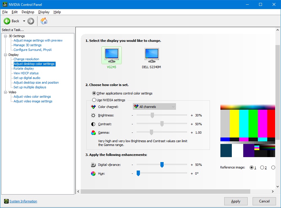 adjust color settings