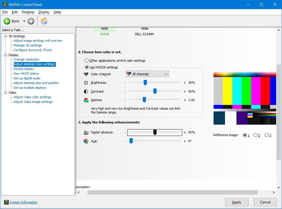 personal preference color settings