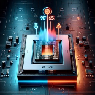 CPU overclocking temperature comparison showing normal vs overclocked states with lifespan impact visualization.